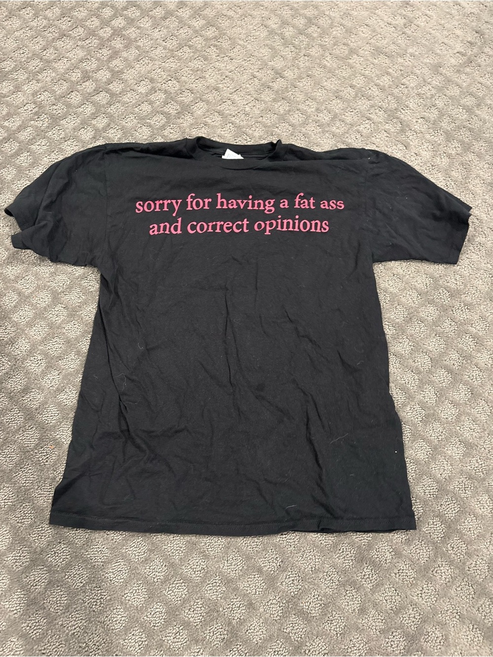Black Graphic Tee with Funny Pink Slogan - Casual Shirt